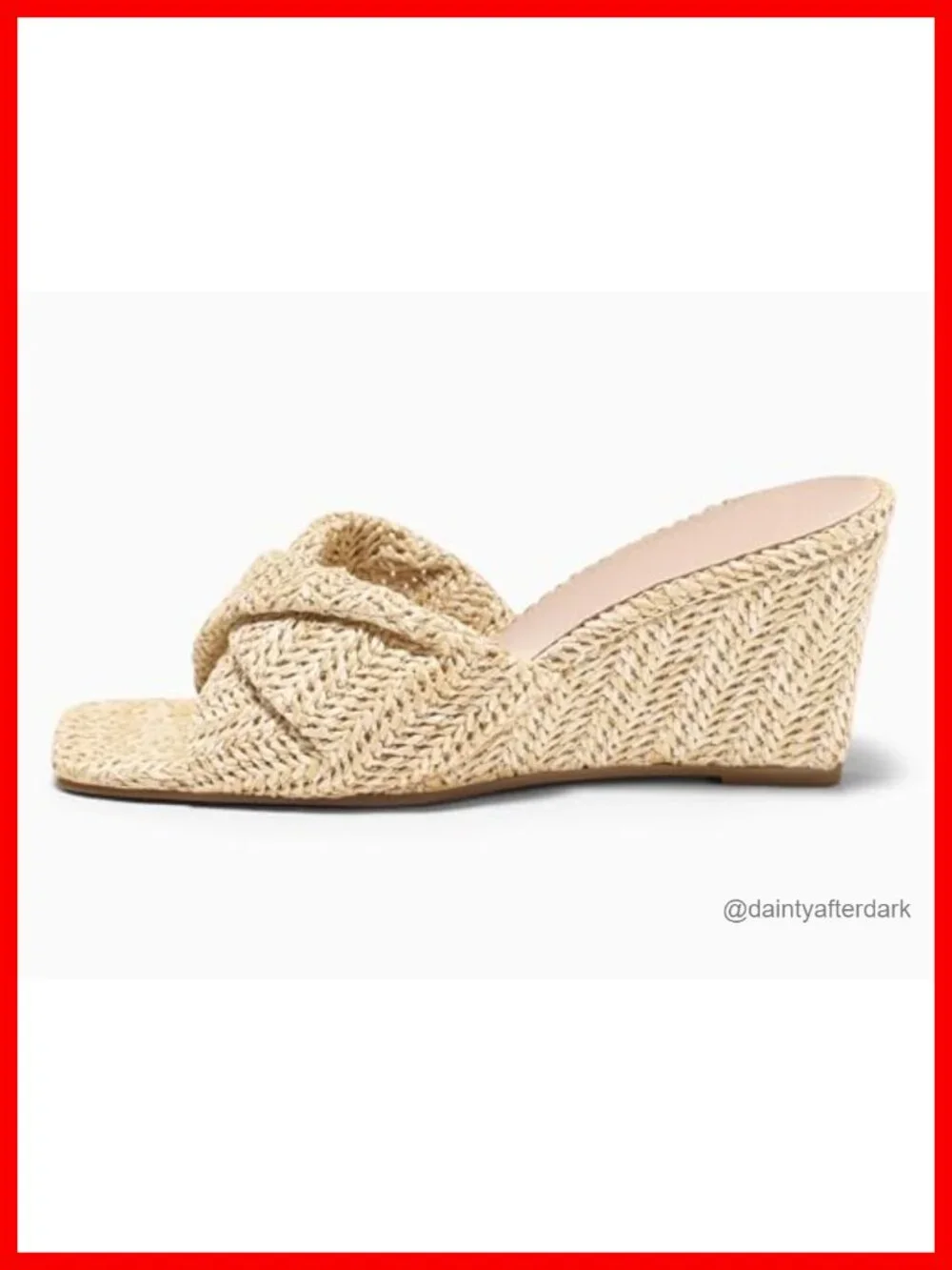 Women's Square Open Toe Espadrille Wedge Sandals Slip On Raffia High Heel Summer